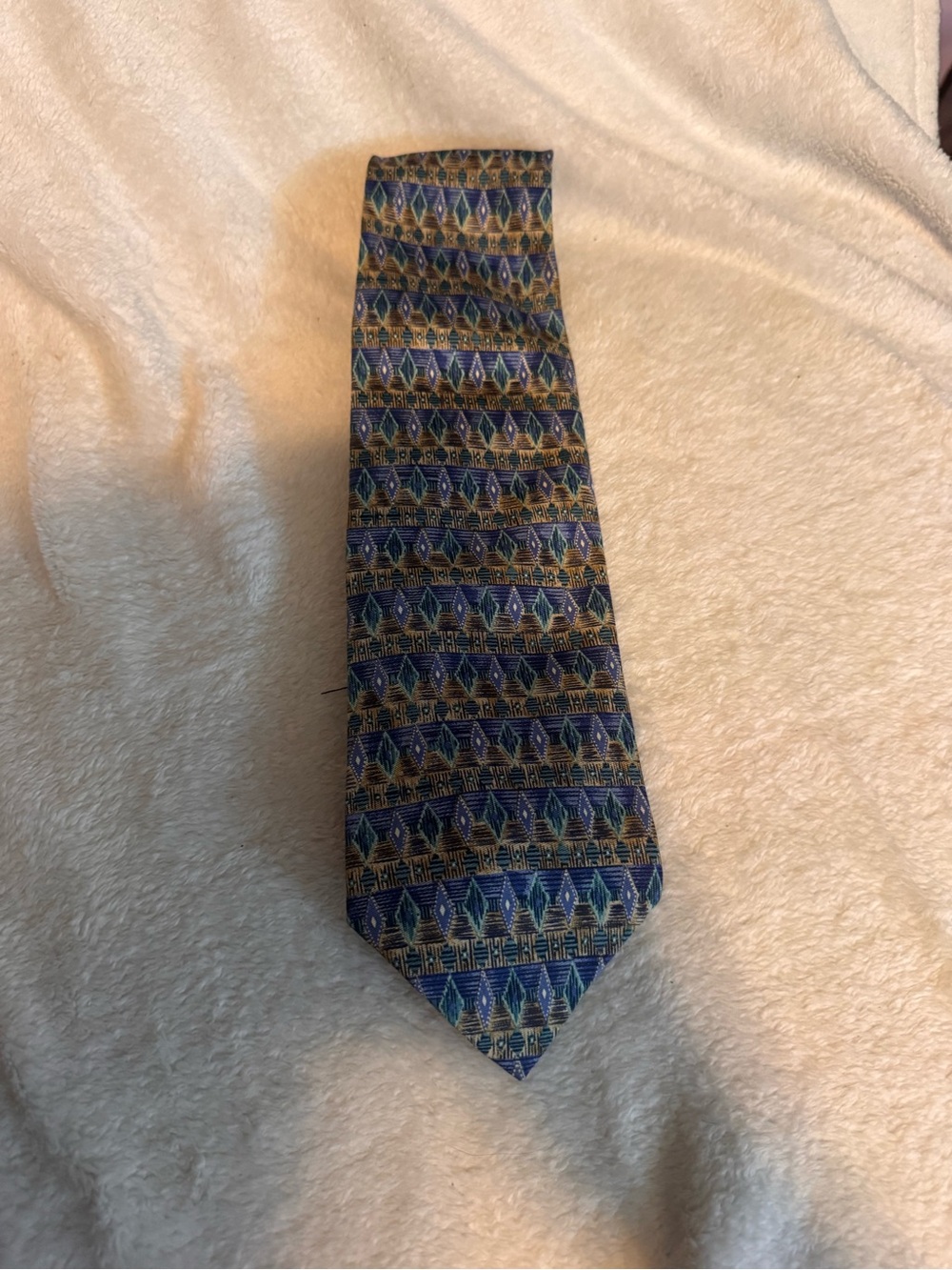 Geoffrey Beene Blue and Gold Geometric Men's Tie